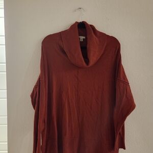 Cato Women's Cowl Neck Sweater in Rich Rust